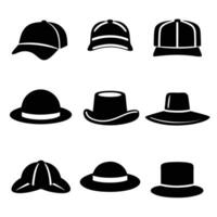 Hat Icon Set in Silhouette Style vector