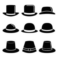 Various Hat Styles in Silhouette Form vector