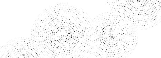 Black dotted concentric circle pattern. Rippled sound wave ring background. Radial halftone abstract drop wallpaper. Circular particle texture for flyer, poster, presentation, banner. vector