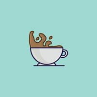 A cup of coffee sprayed with outline vector