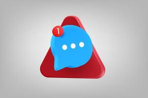 Red triangle with speech bubble. 3d application icon vector
