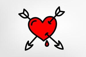 Red heart with arrows isolated on white background. illustration vector