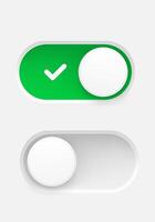 Interface toggle buttons set. On Off switches. 3d element idolated on white background vector