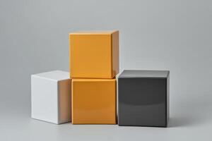 Colorful geometric blocks arranged in a modern artistic display showcasing simplicity and elegance photo
