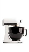 Stand mixer with black bowl on display in a modern kitchen setting, showcasing sleek design and functionality for home baking photo
