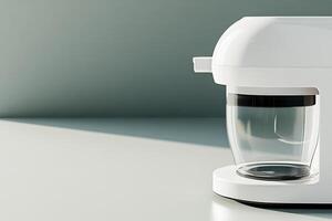 Modern coffee maker on a clean surface in a well-lit kitchen corner during the day photo