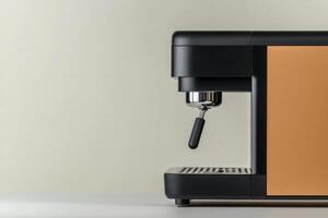 Modern coffee machine with sleek design positioned against a light background in a contemporary kitchen setting photo
