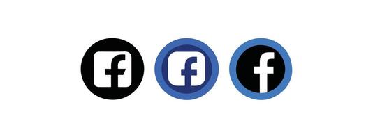 Print Facebook logo icons set isolated on white background vector