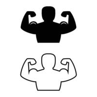 Muscles icon set, strong arm of an athlete, Linear Hand icons, biceps icons, Bodybuilding and fitness concept, on a white background. Bicep flex icon set. vector
