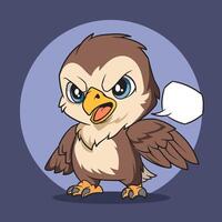 Cartoon owl with speech bubble on blue background vector