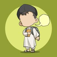 Cartoon boy with a book and speech bubble vector