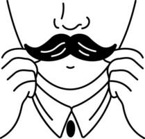 Dad moustache icon in doodle style vector