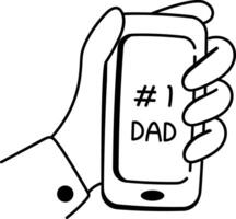 Dad message on a mobile, doodle style icon vector
