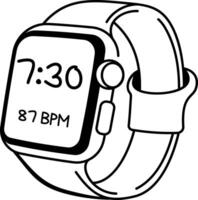 Smartwatch icon in hand drawn style vector
