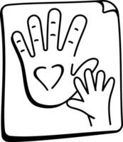 Handprint on paper icon in doodle style vector