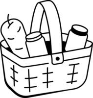 A hand drawn icon of picnic basket vector