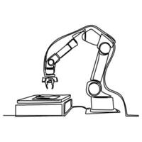 A minimalist drawing of a robotic arm isolated on a white background and drawn with a single continuous line. vector