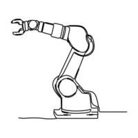 Minimalist style, robotic arm is drawn with a single continuous line in line art isolated on a white background. vector
