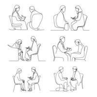 A depressed young girl receives counseling from an expert psychologist to discover her search for emotional solutions. Big collection. vector