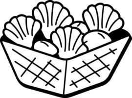 Shell Basket icon in hand drawn style vector
