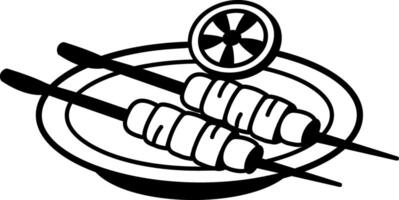 Skewer plate icon in hand drawn style vector