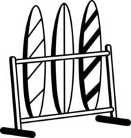 Surfboard stand icon in doodle style vector