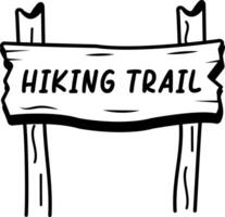 Hiking trail board icon in doodle style vector