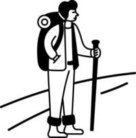 Hiking character icon in hand drawn style vector