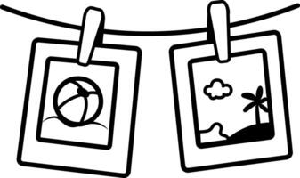 Polaroid photos icon in hand drawn style vector