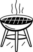Grill stove icon in hand drawn style vector