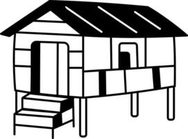 Beach cabin icon in hand drawn style vector