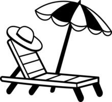Sunbed icon in hand drawn style vector