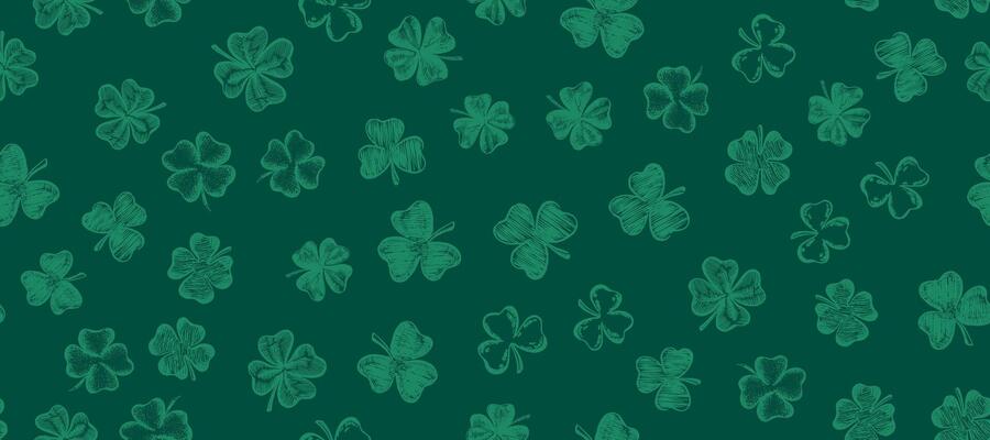 Clover pattern. Patrick's day. Hand drawn illustration.