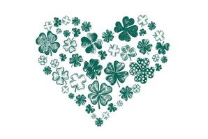 Heart of clover on white background. Patrick's day. vector
