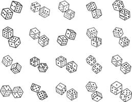 Ludo Dice Line Icon Set Black And White Editable Stroke Illustration Isolated on White Background vector