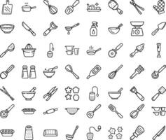 Modern Thin Line Style Kitchen Furniture Related Editable Icons Set Contains Such As Fruit Basket, Lights, Pot Holders And Rice Cooker Illustration On Isolated White Background vector