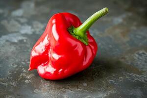 A red pepper on a metal surface photo