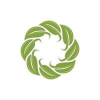 Green Leaves Decorative Circle Logo Template Illustration Design. EPS 10. vector