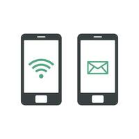 Smartphone Wifi Signal and Email Icon Template Illustration Design. EPS 10. vector