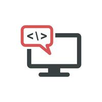 Coding Desktop Screen, Monitor, Computer Icon Logo Template Illustration Design. EPS 10. vector