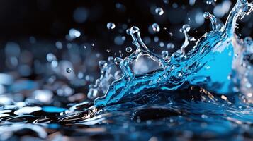 A splash of water in the air with a blue hue photo
