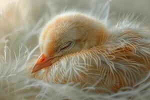 A baby bird is sleeping in a nest photo