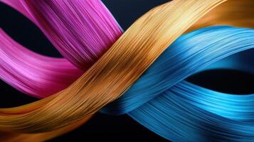 Colorful ribbon on black background photo
