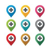 Location Point Set - hospital Illustration Design. EPS 10. vector