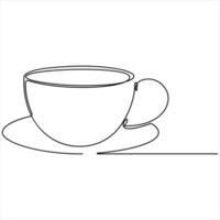 Continuous single line drawing a cup of coffee or tea Coffee single line art design illustration vector