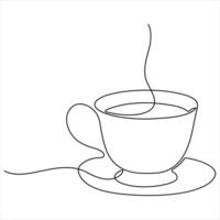 Continuous single line drawing a cup of coffee or tea Coffee single line art drawing sketch vector