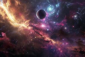 An image of a galaxy with stars and planets photo