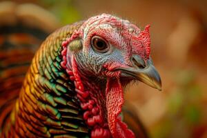 A close up of a turkey's head with a green background photo