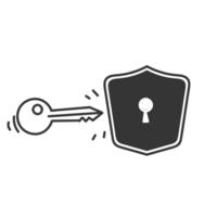 a key is being inserted into a lock shield icon vector