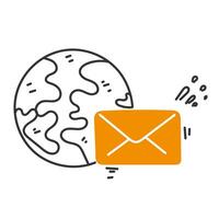 email envelope icon globe illustration vector